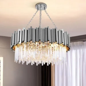 Home vedir modern chrome round crystal chandelier